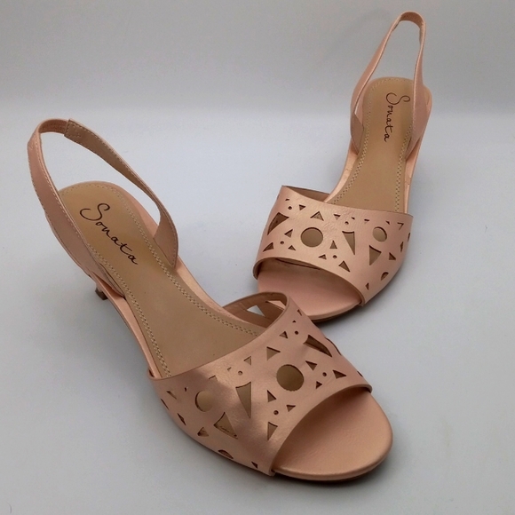 DUSTY ROSE METALIC HEELS - Picture 1 of 5